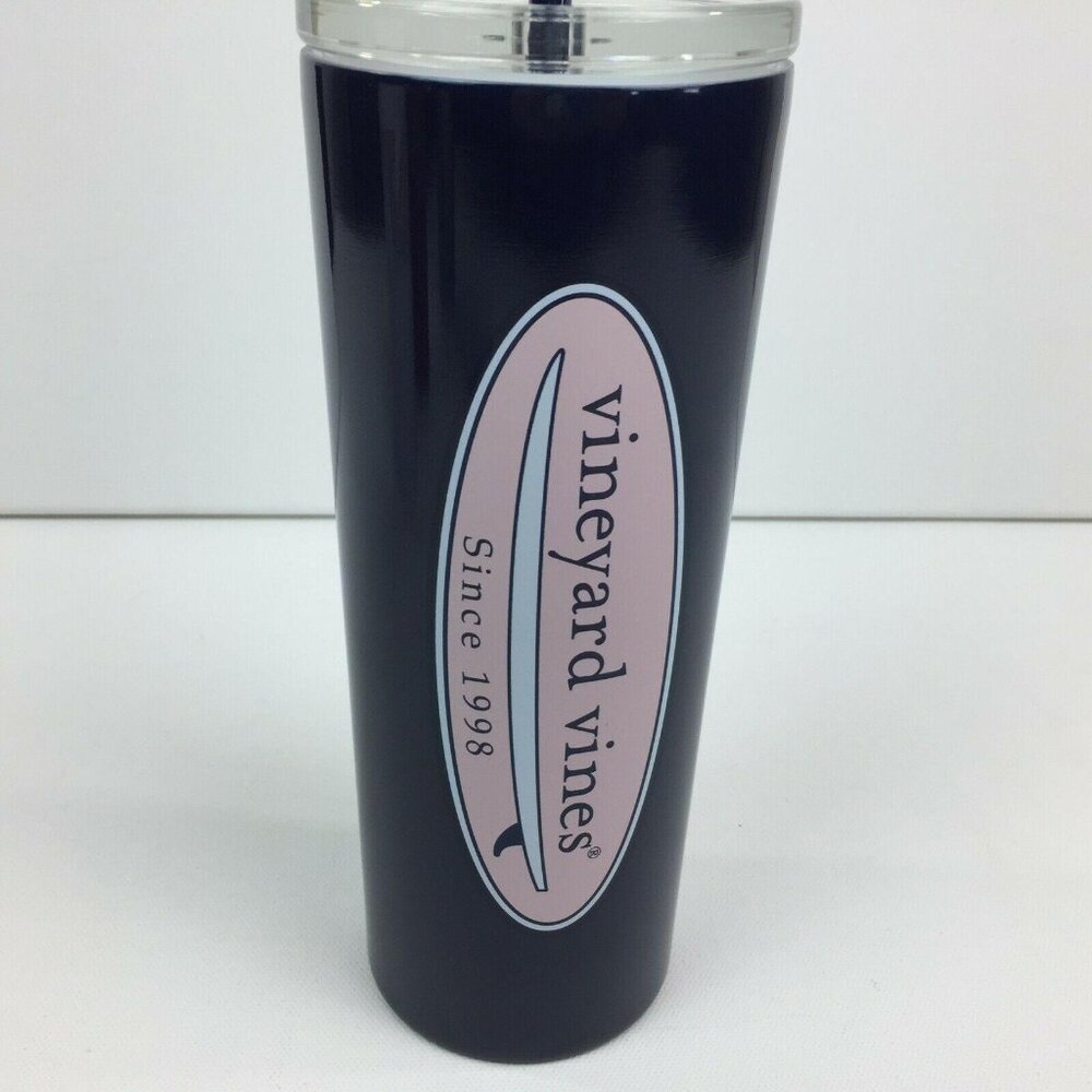 Vineyard Vines Blue Surf Lidded Reusable Water Tumbler Cup Bottle Drinkware